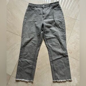 LOFT Women's Jeans 29/8 High Rise Curvy Straight Crop Light Wash Gray Denim